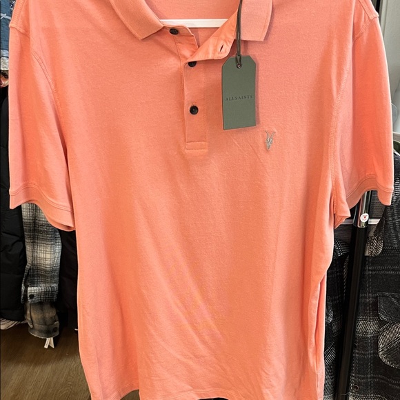 All Saints Men's Orchid Pink Polo Shirt - Picture 4 of 5